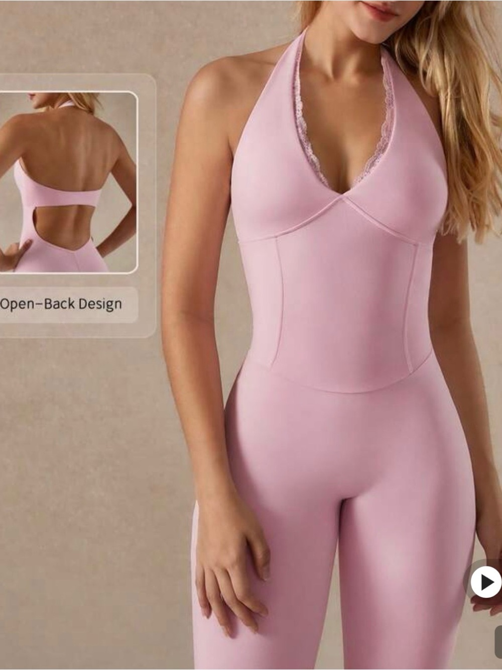 Urban Outfitters Light Pink Halter Lace-Trim Bodysuit